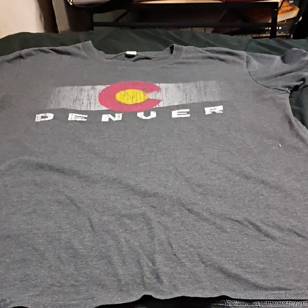 Anvil Gray Denver Graphic T-Shirt with Red & Yellow Logo
